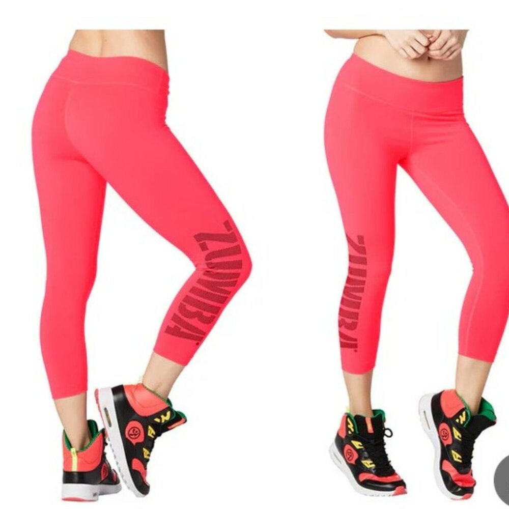 Zumba Fitness Zumba For All Perfect Capri Leggings - Pink Happy - MEDIUM - NWT